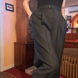 1980s 100% pure virgin wool high waisted dark grey trousers - from tip top tailo